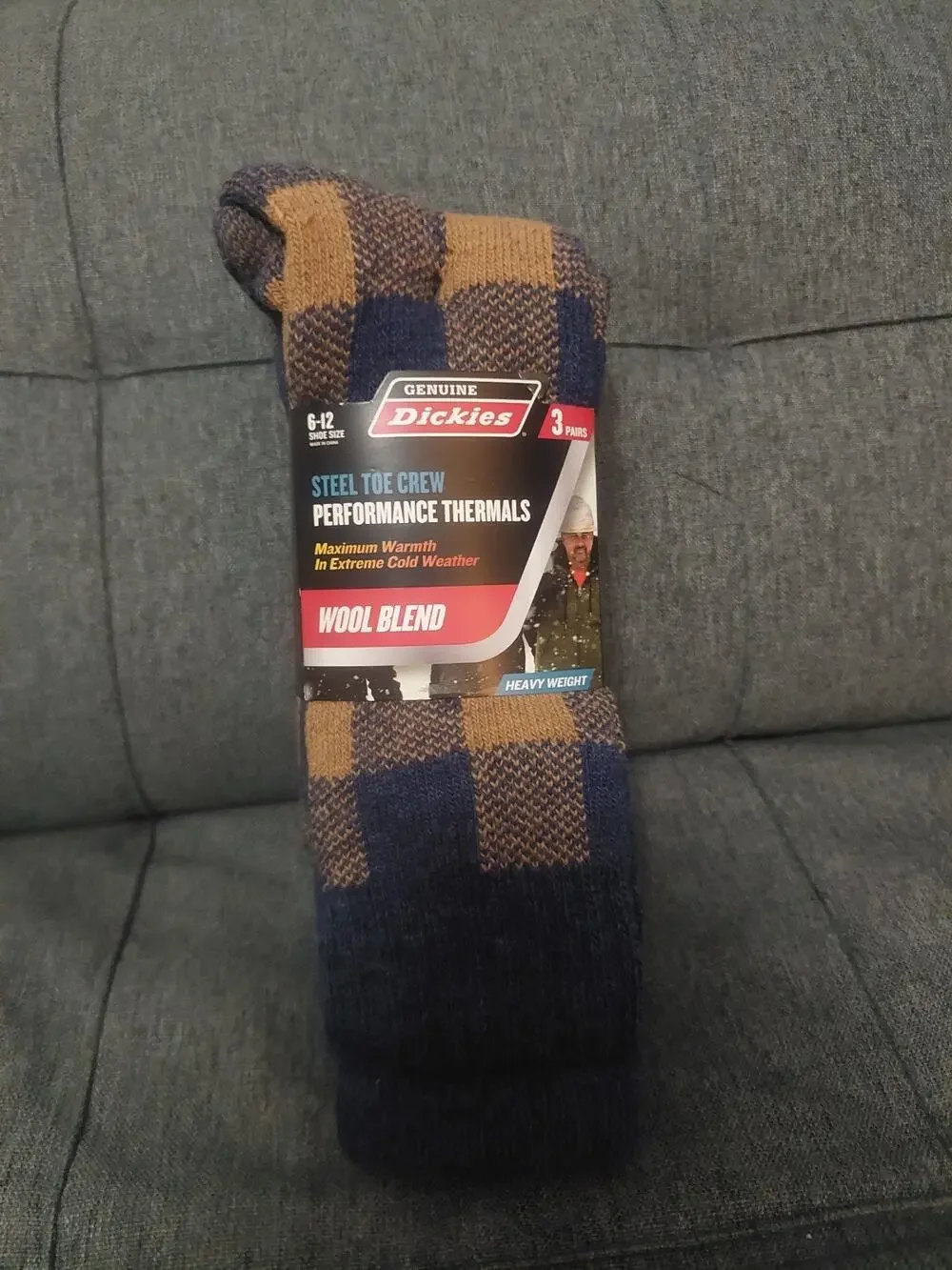 GENUINE DICKIES STEEL TOE CREW HEAVY WOOL CUSHION THERMAL SOCK 3 PR SZ 6-12 NWT